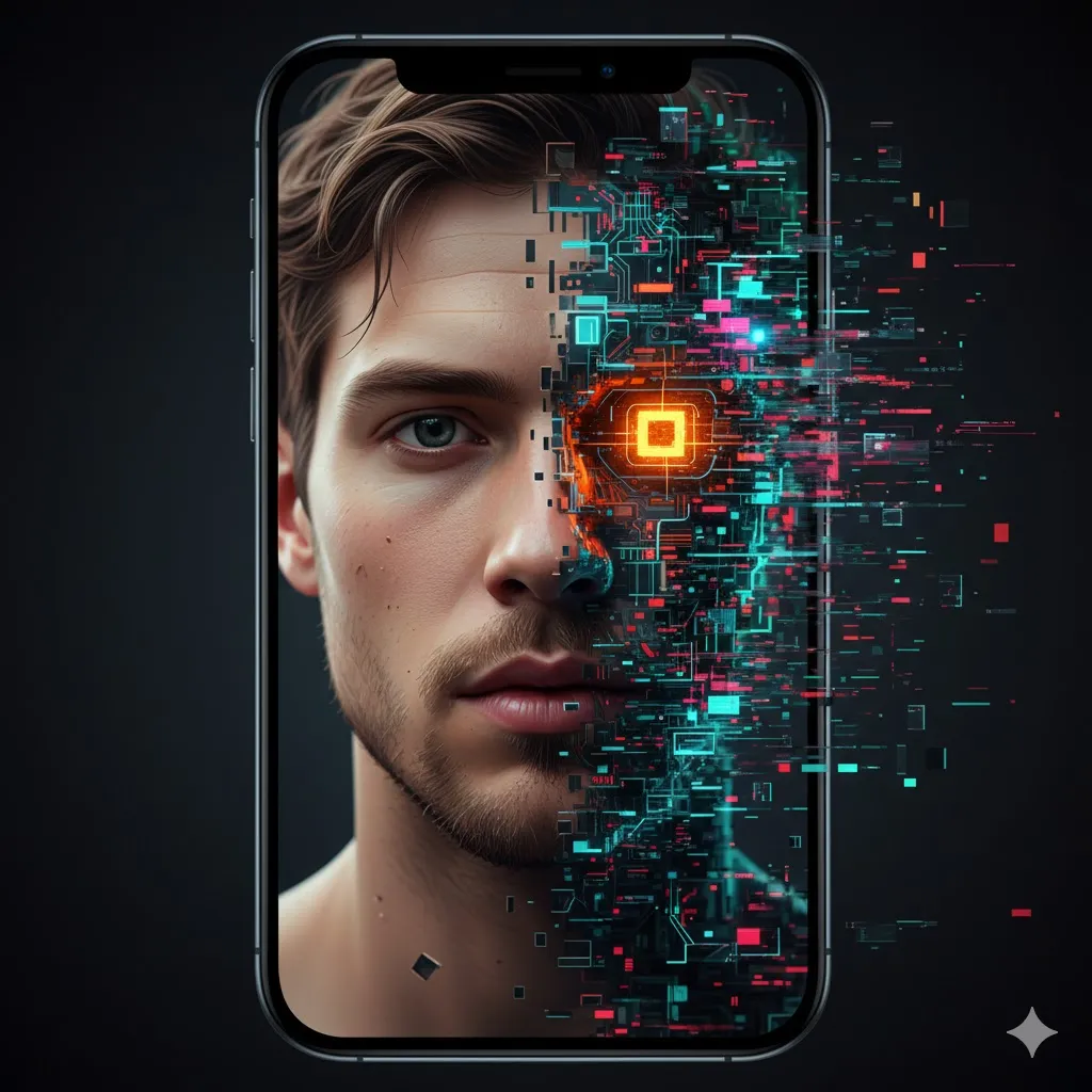 Social media and politics: सावधान! क्या मोबाइल स्क्रीन पर तय हो रही है आपकी राजनीतिक सोच? A man looking confused at a smartphone screen with digital political symbols around his head