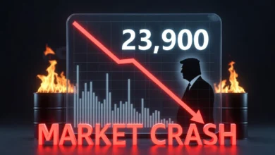 Trump के एक बयान से Indian Stock Market में हाहाकार: Sensex 1,677 अंक टूटा, Nifty 23,900 के नीचे धड़ाम!